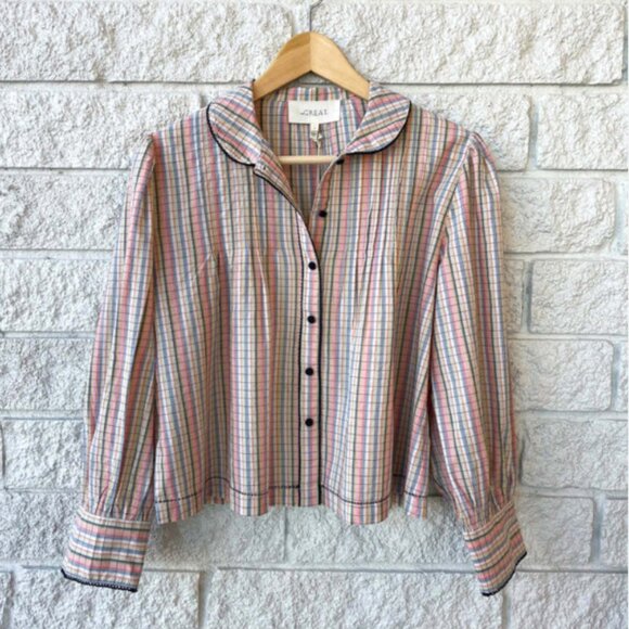 NWOT THE GREAT. river banks top in pastel plaid - Picture 3 of 6